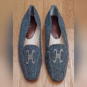 COLE HAAN COLLECTION D18325 WOMEN'S 2-TONE HERRINGBONE TWEED LOAFERS SIZE 8 B